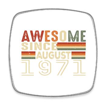 August 1971 Vintage Geburtstagsgeschenk 53 Jahre - Viereckiger Kühlschrankmagnet - Weiß - Vorne