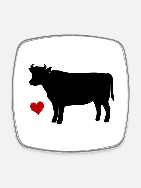 Vache - Magnet carré - blanc