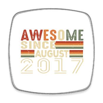 August 2017 Vintage Birthday Gift 7 Years - Square fridge magnet - white - Front