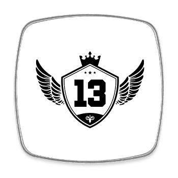 13 Couronne d’armoiries - Magnet carré - blanc - Devant