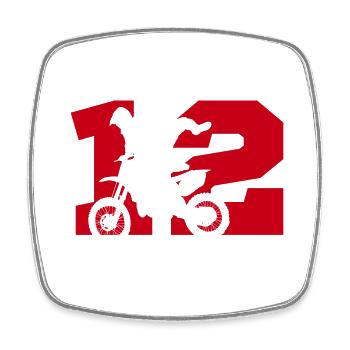 Moto 12 motard - Magnet carré - blanc - Devant
