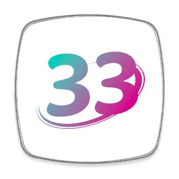Number 33 multicolor - Square fridge magnet - white - Front