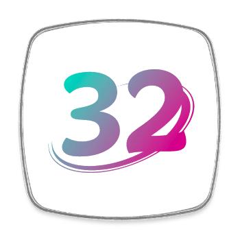 Number 32 multicolor - Square fridge magnet - white - Front