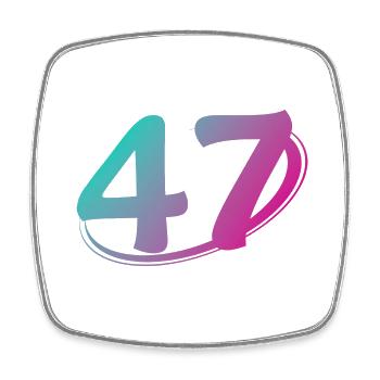 Number 47 multicolor - Square fridge magnet - white - Front