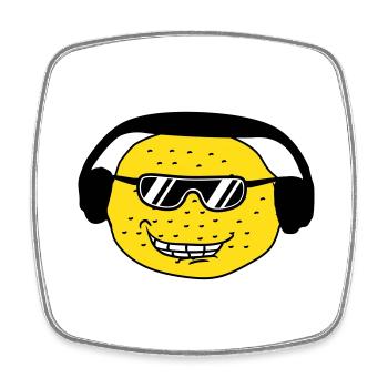 Funny DJ Party Lemon Fruit Music Fun Face - Square fridge magnet - white - Front
