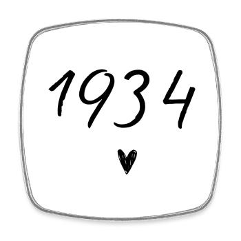 1934 Herzgeburtstag - Viereckiger Kühlschrankmagnet - Weiß - Vorne
