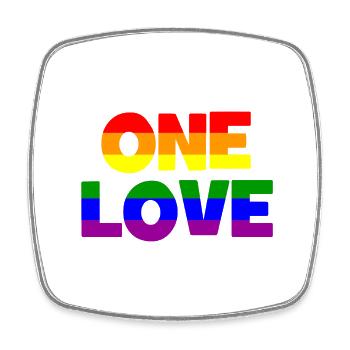ONE LOVE LGBTQ Gay Lesbian - Square fridge magnet - white - Front