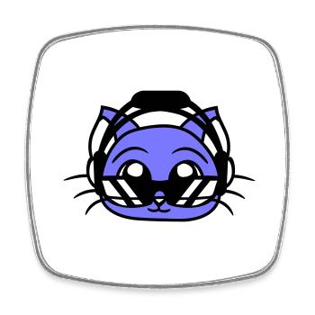DJ Katze Gesicht Party Tier Kätzchen Haustier Kopf - Viereckiger Kühlschrankmagnet - Weiß - Vorne