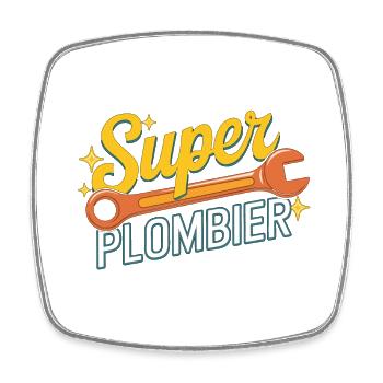 Super plombier - Magnet carré - blanc - Devant