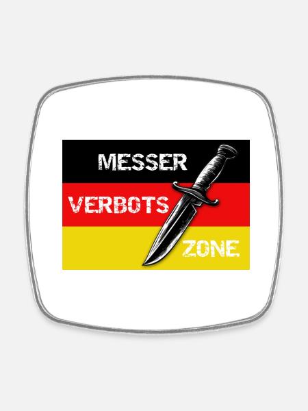 Messerverbotszone Deutschland - Viereckiger Kühlschrankmagnet - Weiß