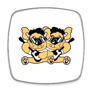 2 Guitars Teddy Bears Sweet Two Friends Band Team - Square fridge magnet - white - Front