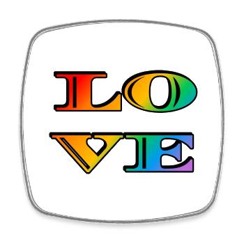 Amour arc-en-ciel rétro - Magnet carré - blanc - Devant