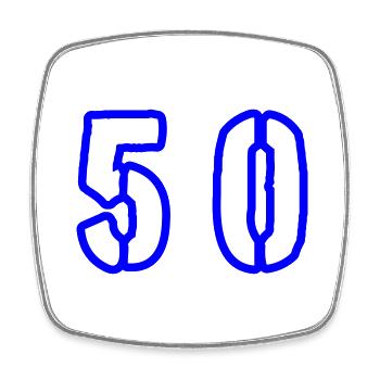 Symbole de 50 chiffres - Magnet carré - blanc - Devant