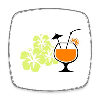 Cocktail hawaïen à l’hibiscus - Magnet carré - blanc - Devant