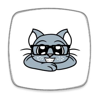 Smart Nerd Cat Horn-Rimmed Glasses Geek Kitten Glasses - Square fridge magnet - white - Front
