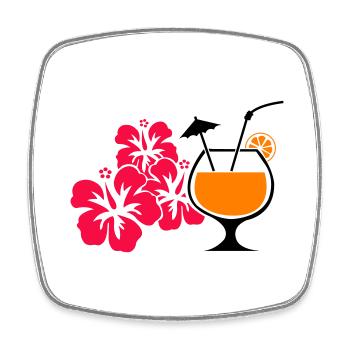 Boisson cocktail à l’hibiscus d’Hawaï - Magnet carré - blanc - Devant