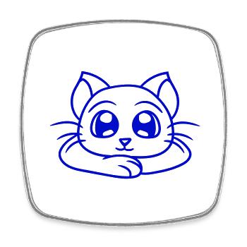 chat mignon a l’air heureux souriant chaton amusant - Magnet carré - blanc - Devant