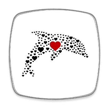 Dolphin Hearts 2 - Square fridge magnet - white - Front