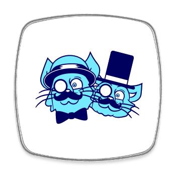 2 Sir Cats Mr. Cylinder Deux Monocle Team Rich - Magnet carré - blanc - Devant
