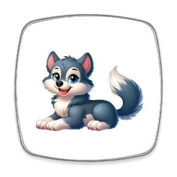 Wolf - Square fridge magnet - white - Front