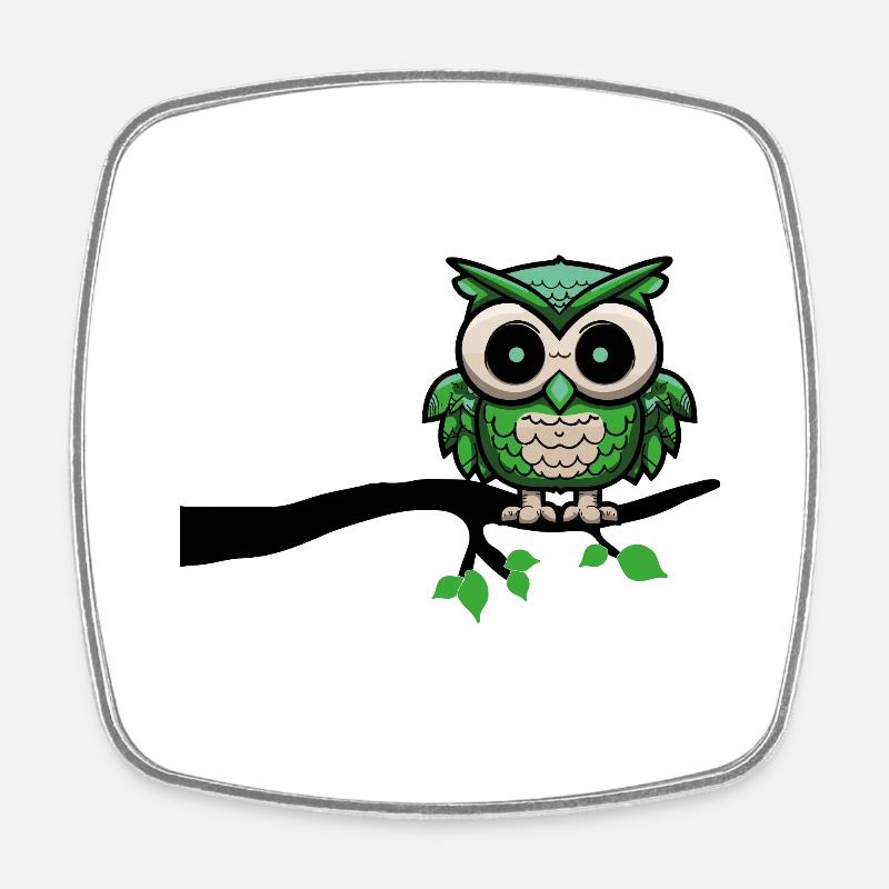 eule owl nachteule - Viereckiger Kühlschrankmagnet - Weiß