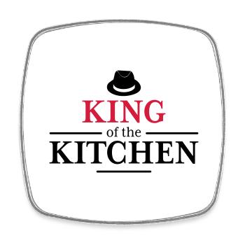 Men's Cooking Apron - Square fridge magnet - white - Front