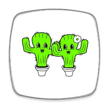 2 Cactus Pair Plants Prickly Cacti Love - Square fridge magnet - white - Front