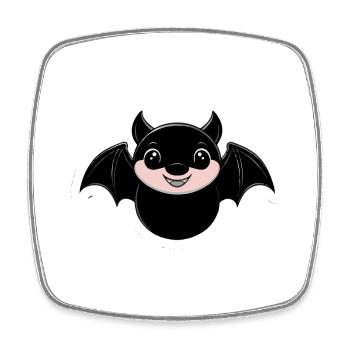 Chauve-souris mignonne - Conception de dessin animé amusante pour Hall - Magnet carré - blanc - Devant