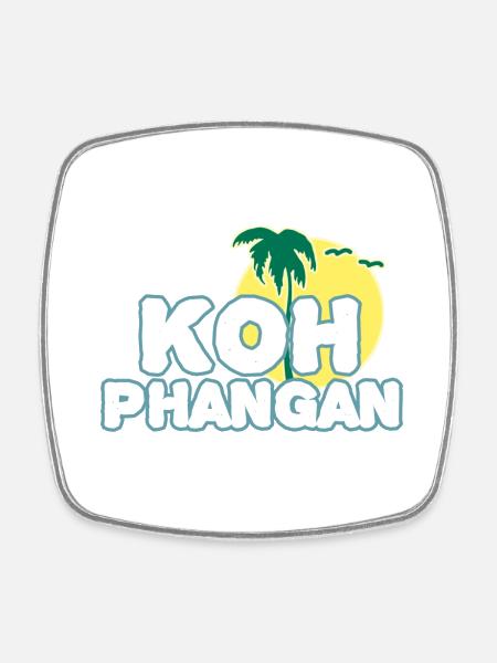 Koh Phangan Mondinsel - Viereckiger Kühlschrankmagnet - Weiß