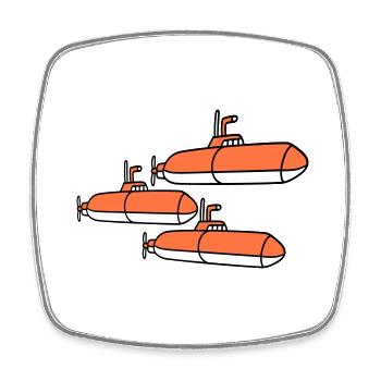 3 U-Boote Flotte Drei Geschwader Gruppe Team Crew - Viereckiger Kühlschrankmagnet - Weiß - Vorne