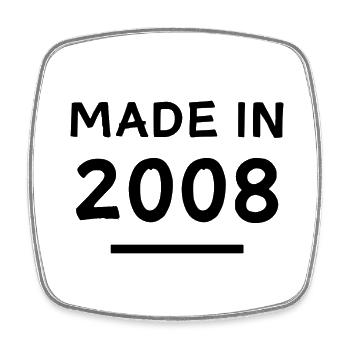 Made in 2008 - Year of birth / Birthday - Square fridge magnet - white - Front