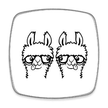 2 Llama Nerds Geeks Team Horn-rimmed Glasses Smart Grimace - Square fridge magnet - white - Front