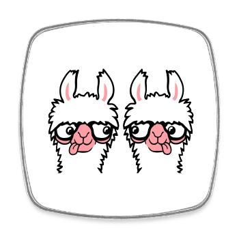 2 Llama Nerds Geeks Team Lunettes à monture de corne Smart Grimace - Magnet carré - blanc - Devant