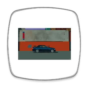 Vintage European Car - Square fridge magnet - white - Front