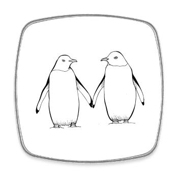 Tag der Pinguine - Viereckiger Kühlschrankmagnet - Weiß - Vorne