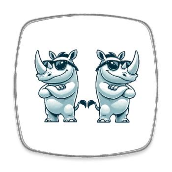 Rhino Comic Sunglasses 2 - Square fridge magnet - white - Front