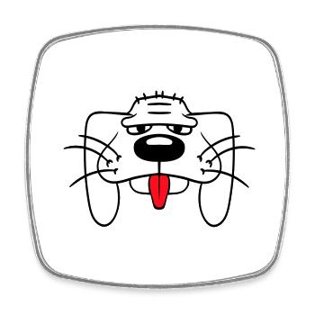 Visage de chien Drôle Mignon Langue Sortant Tête - Magnet carré - blanc - Devant