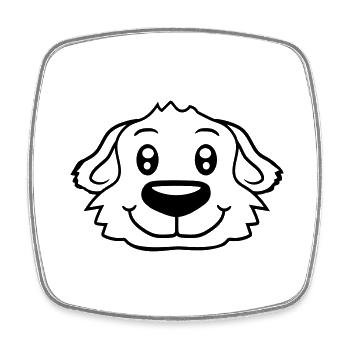 Visage de chien Petit Tête d’animal de compagnie Mignon - Magnet carré - blanc - Devant