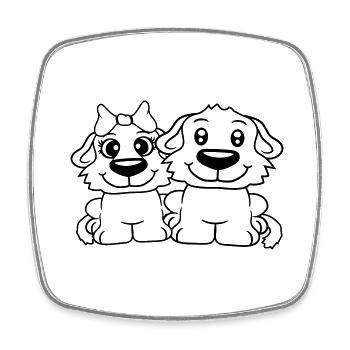 2 Dog Team Two Friends Love Couple In Love - Square fridge magnet - white - Front
