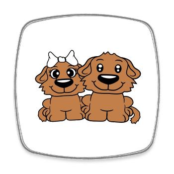 2 Hunde Team Zwei Freunde Liebe Pärchen Verliebt - Viereckiger Kühlschrankmagnet - Weiß - Vorne