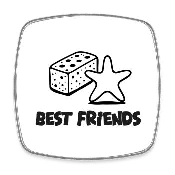Schwamm und Seestern - Best Friends Design - Viereckiger Kühlschrankmagnet - Weiß - Vorne