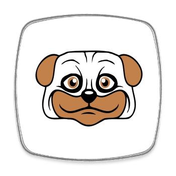 Dog Pug Small Cute Dick Love Happy Comic Fun - Square fridge magnet - white - Front