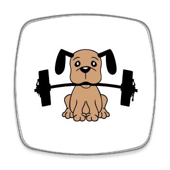 Chien Bodybuilder Muscles forts Gym Haltérophilie - Magnet carré - blanc - Devant