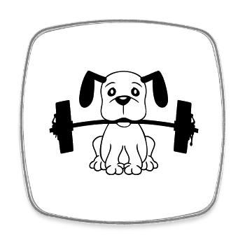 Chien Bodybuilder Muscles forts Gym Haltérophilie - Magnet carré - blanc - Devant