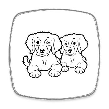 2 dogs team two friends crew happy brothers - Square fridge magnet - white - Front