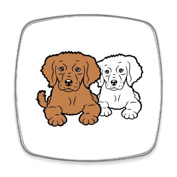 2 dogs team two friends crew happy brothers - Square fridge magnet - white - Front
