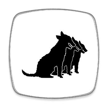 3 Hunde sitzen Team Crew Drei Freunde Silhouette - Viereckiger Kühlschrankmagnet - Weiß - Vorne
