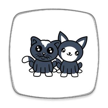 2 chats amis équipe équipage deux chatons de compagnie - Magnet carré - blanc - Devant
