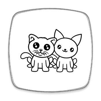 2 chats amis équipe équipage deux chatons de compagnie - Magnet carré - blanc - Devant
