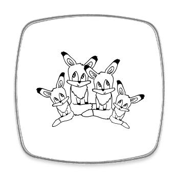 4 Renards Famille Quatre Parents Enfants Maman Papa Mignon - Magnet carré - blanc - Devant